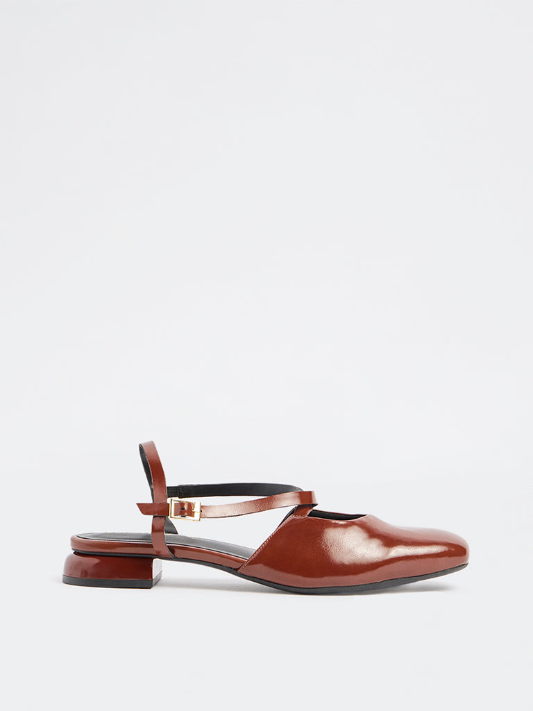 LUNA BLU Brown Slingback Mules