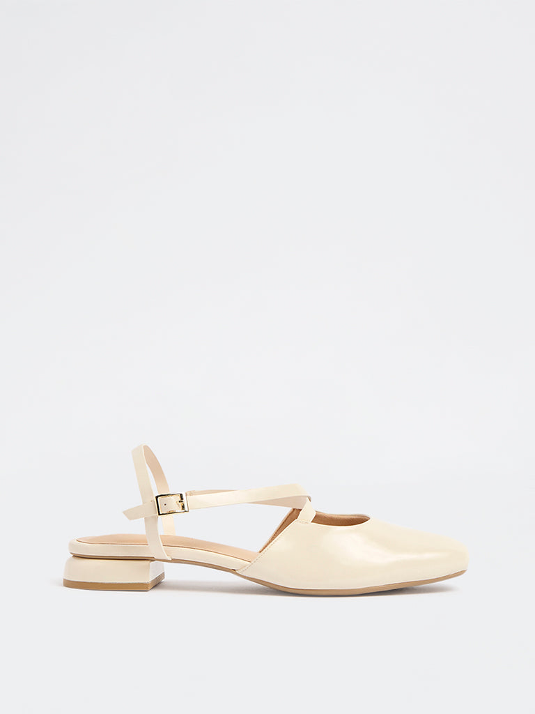 LUNA BLU Ivory Slingback Mules