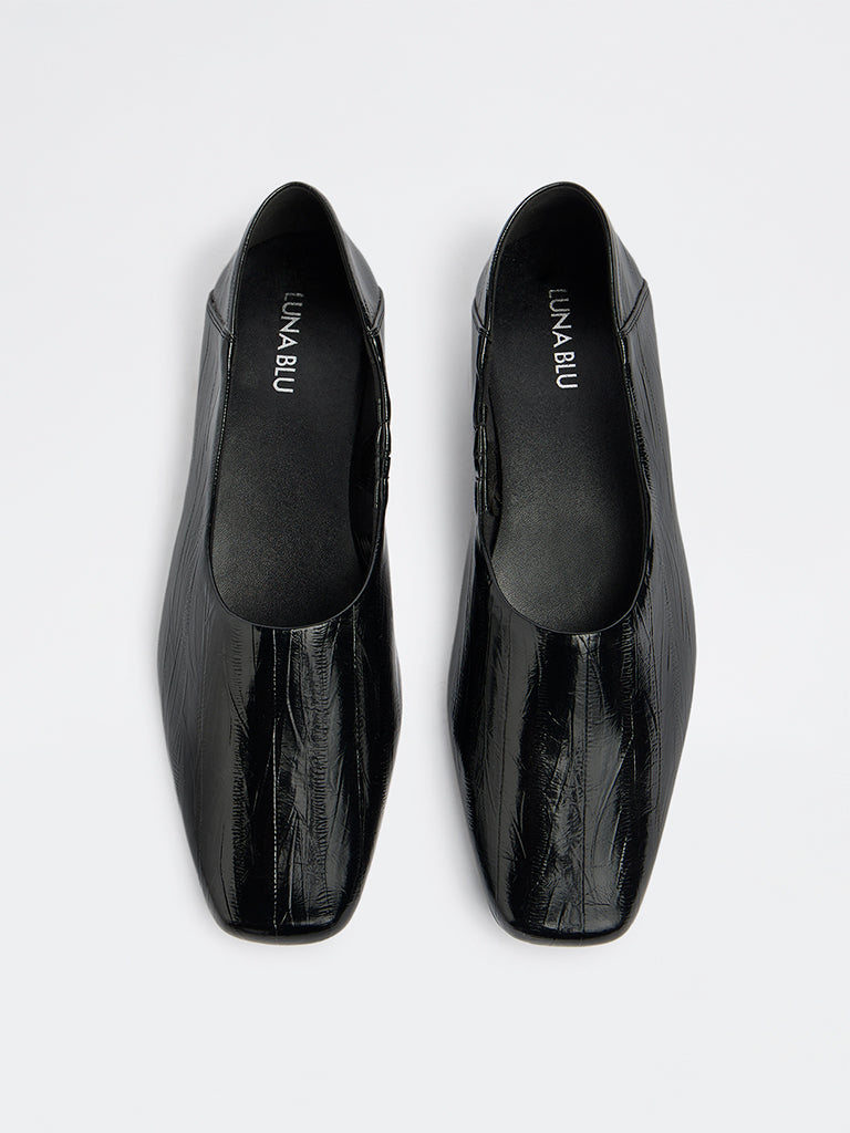 LUNA BLU Black Textured Shoes