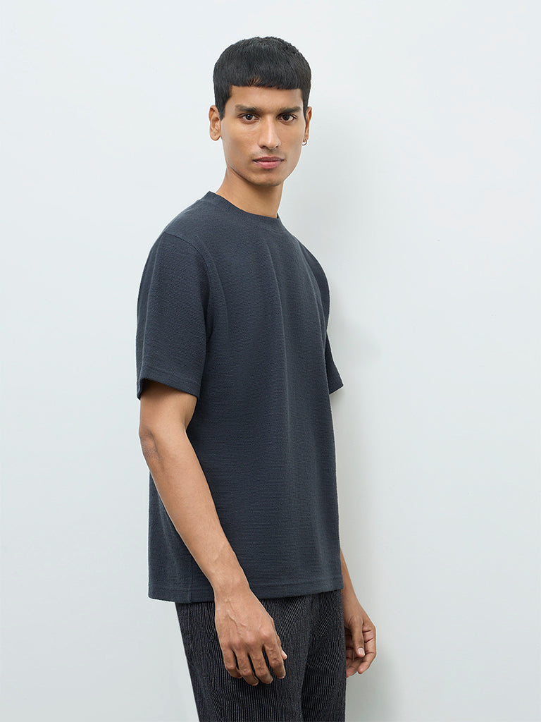 ETA Charcoal Textured Relaxed-Fit Cotton-Blend T-Shirt