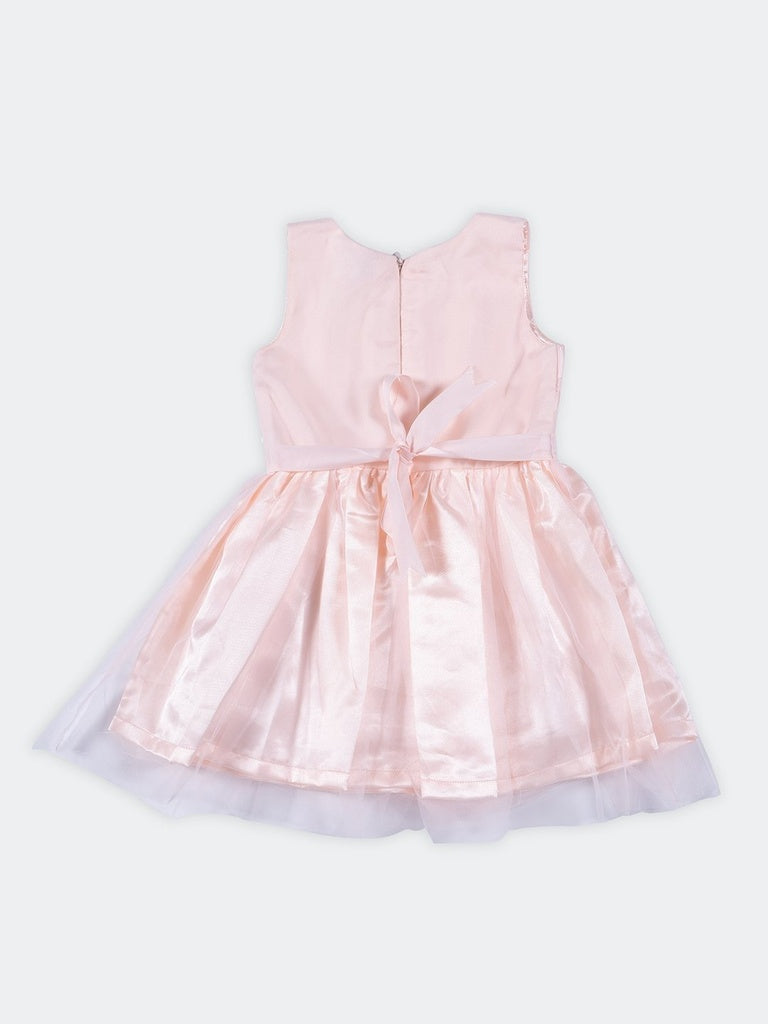 HOP Kids Girls Pink Mesh Detailed Fit And Flare Dress