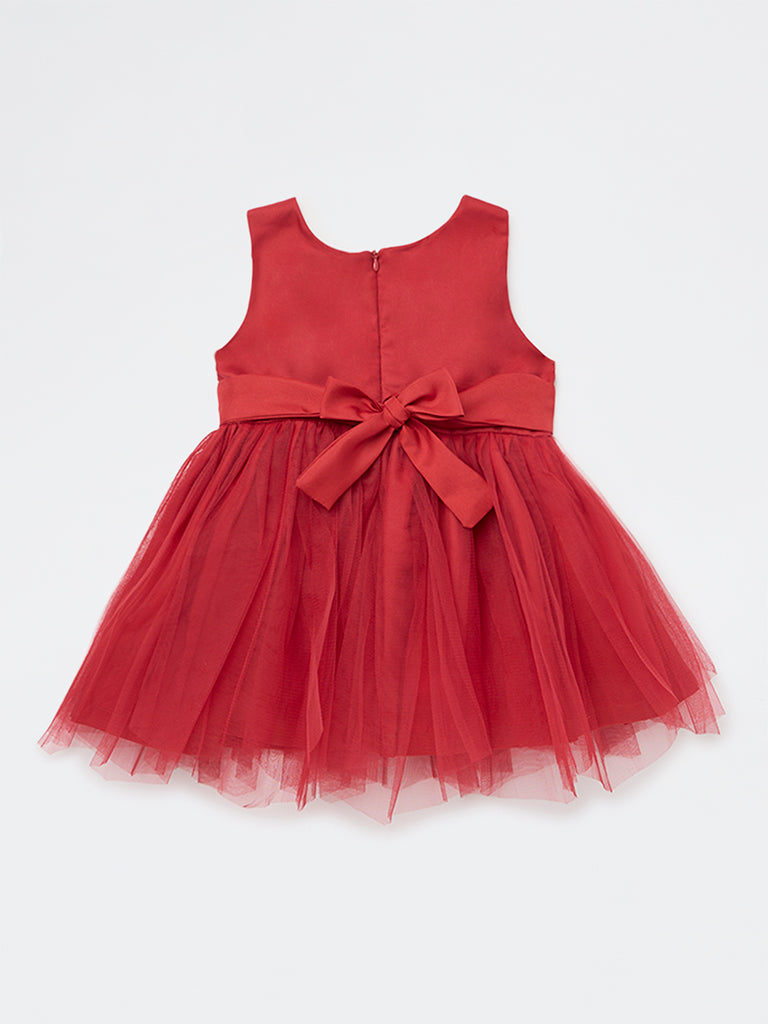 HOP Baby Girls Red Rosette Detailed Party Dress