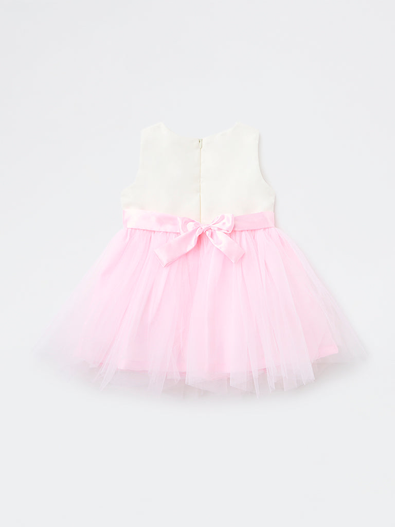 HOP Baby Girls Pink Bow Detailed Party Dress