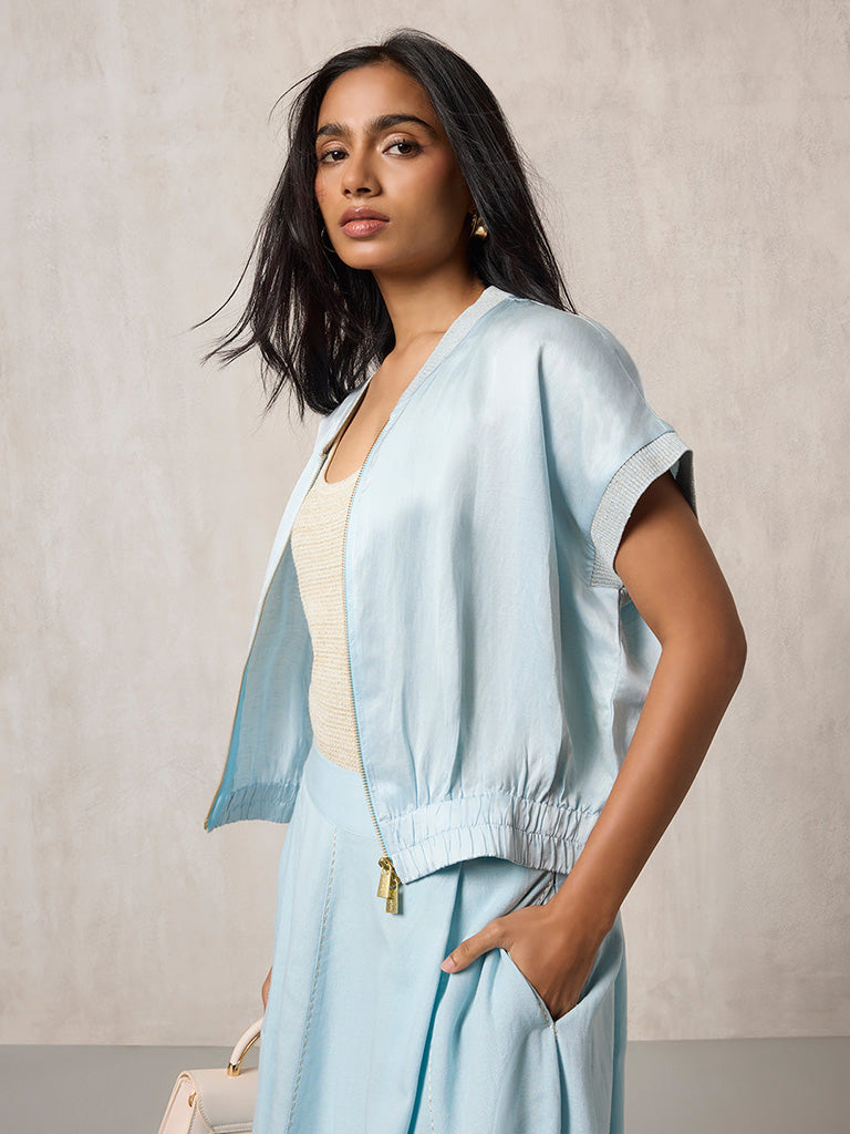 Samoh Solid Light Blue Jacket