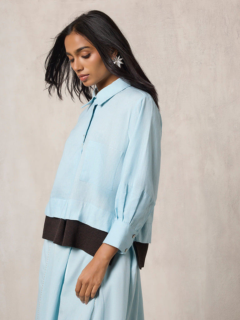 Samoh Solid Light Blue Shirt