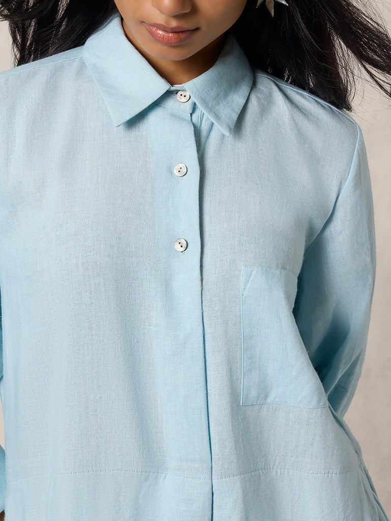 Samoh Solid Light Blue Shirt