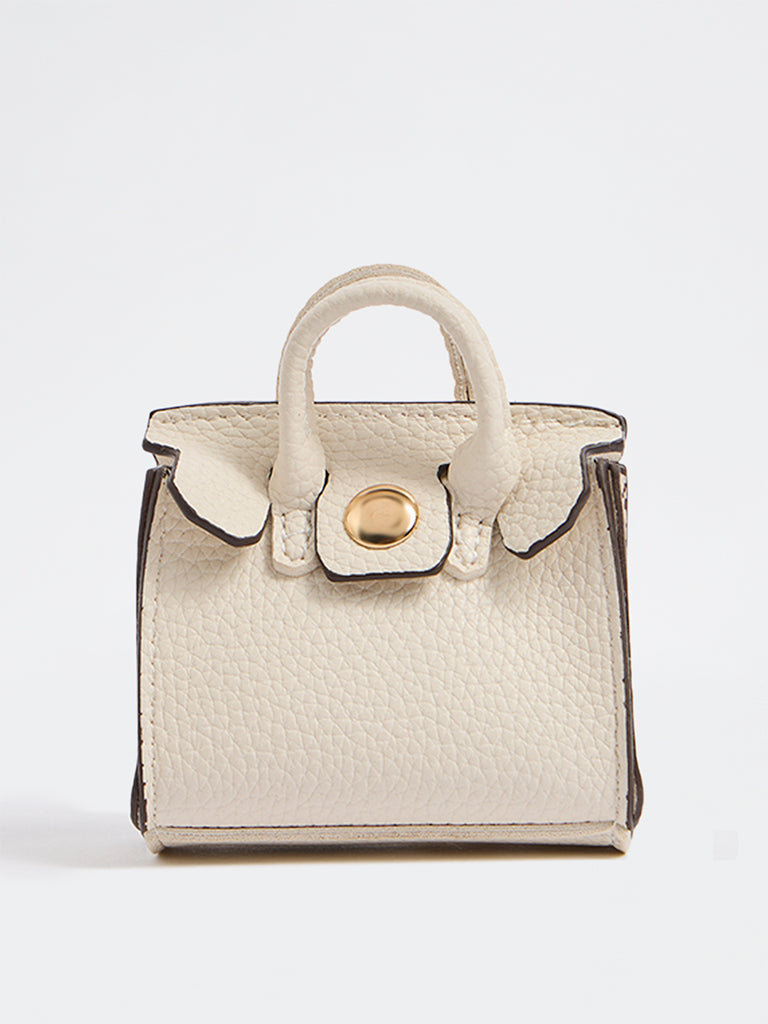 Westside Accessories Ivory Textured Tote Bag Charm