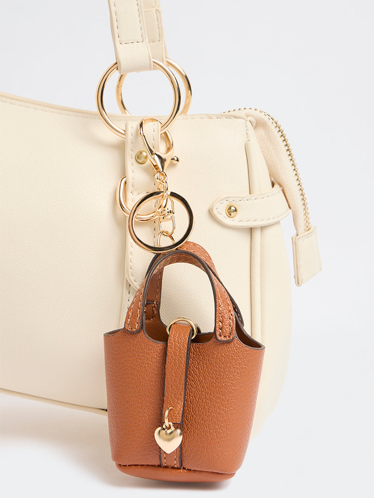 Westside Accessories Tan Textured Mini Bag Charm