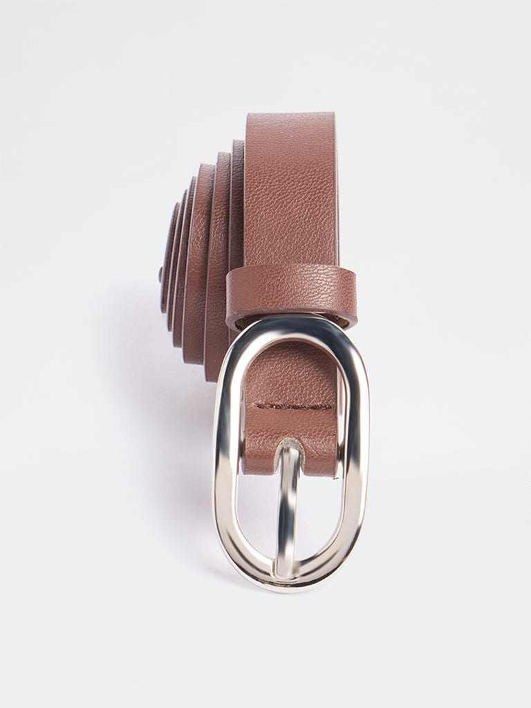 Westside Accessories Brown Oval-Buckle Belt