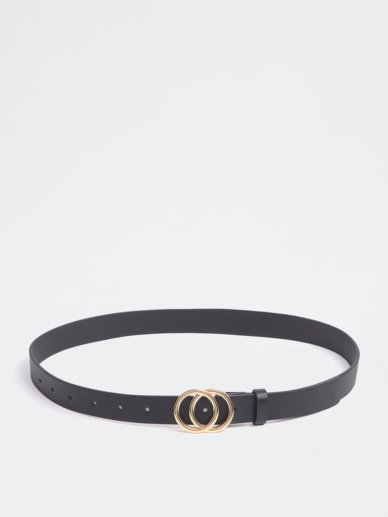 Westside Accessories Black Circular-Buckle Belt