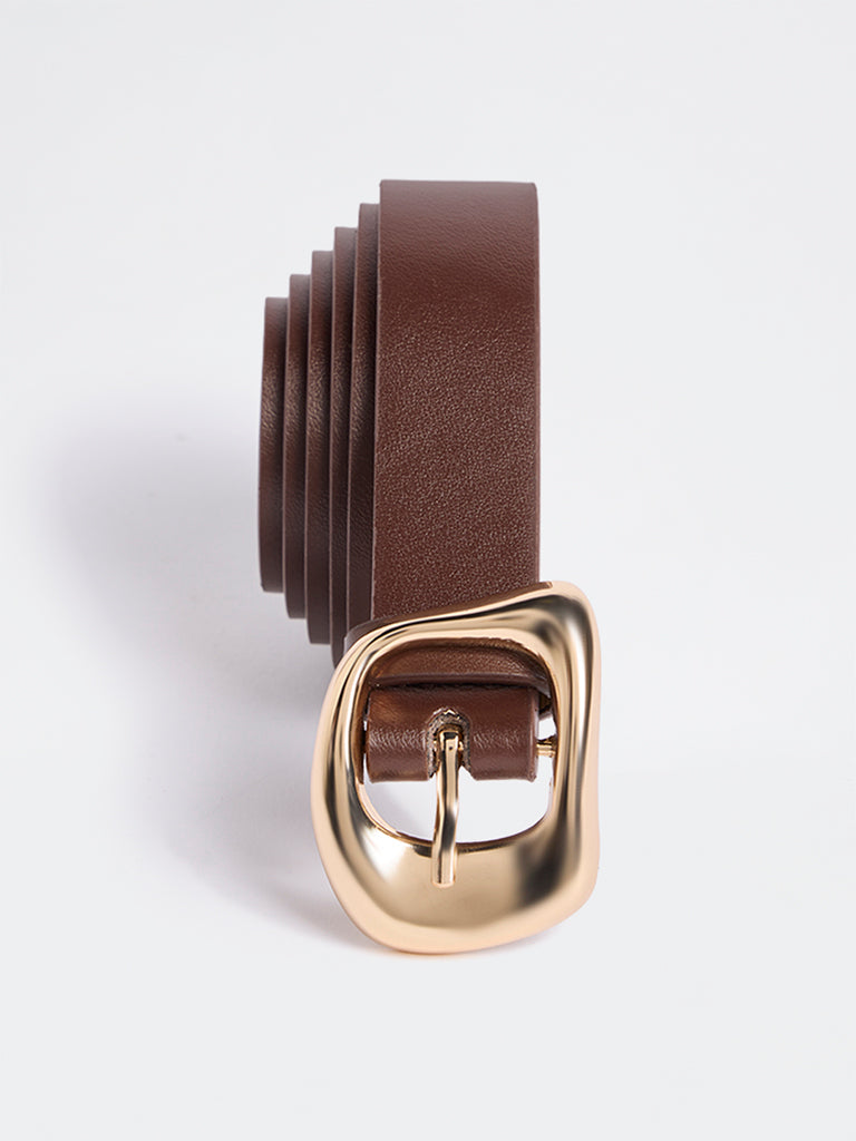 Westside Accessories Brown Molten Buckle Belt