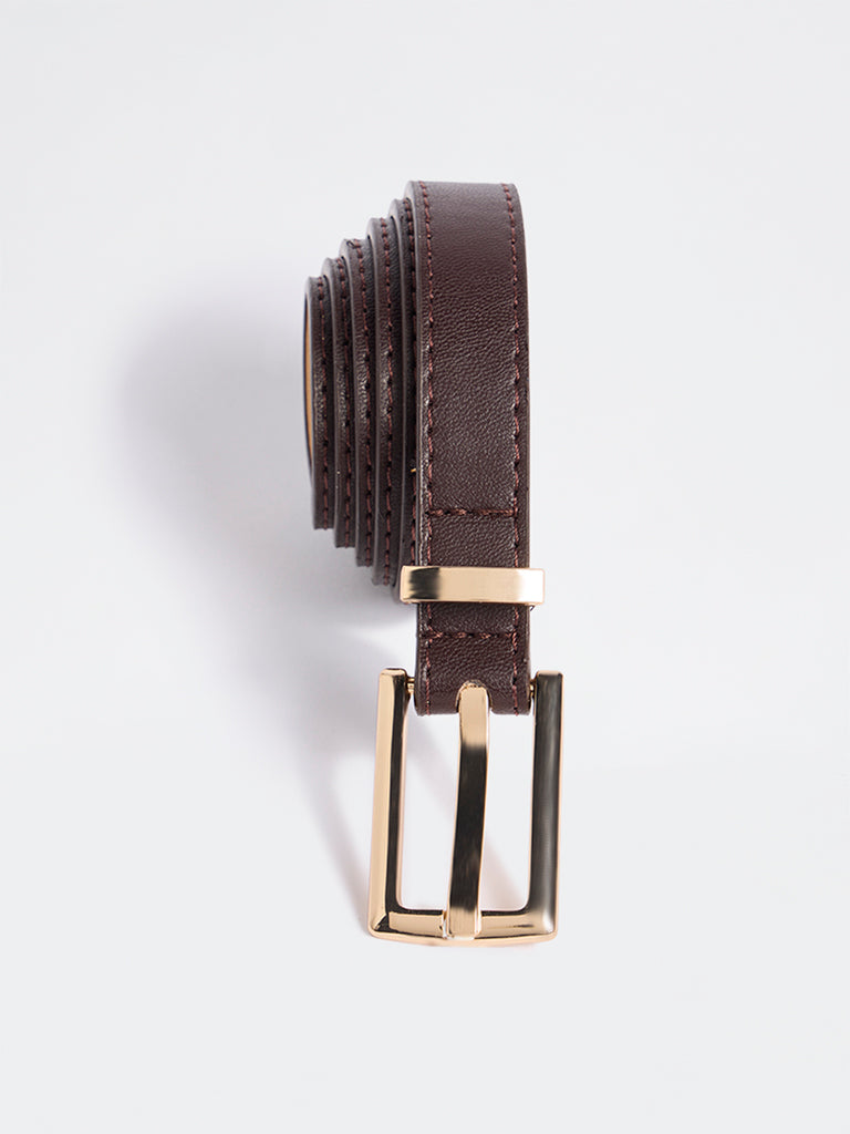 Westside Accessories Brown Square Buckle Belt