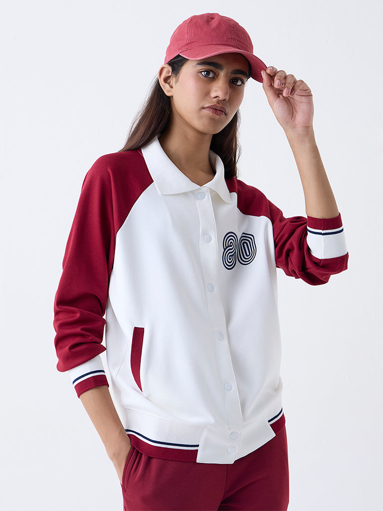 Studiofit White Colour-Blocked Jacket