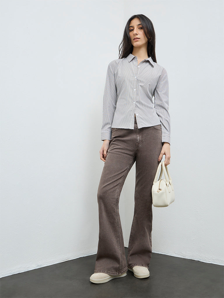 Nuon White Striped Shirt