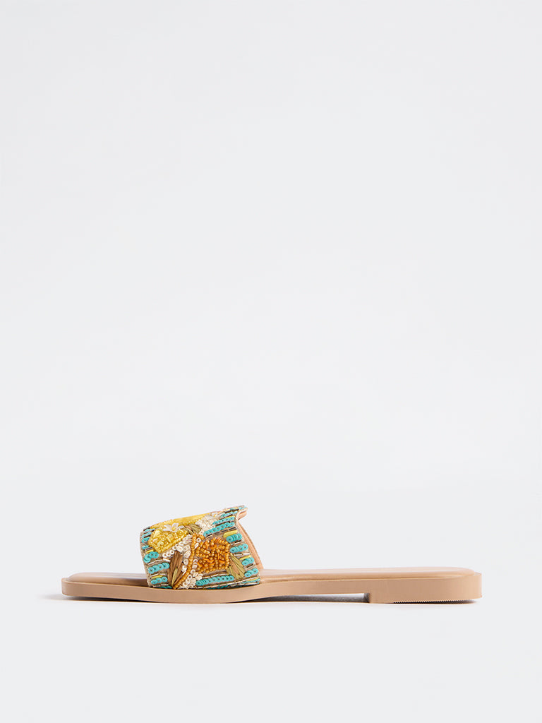 LUNA BLU Multi-Coloured Embellished Slides