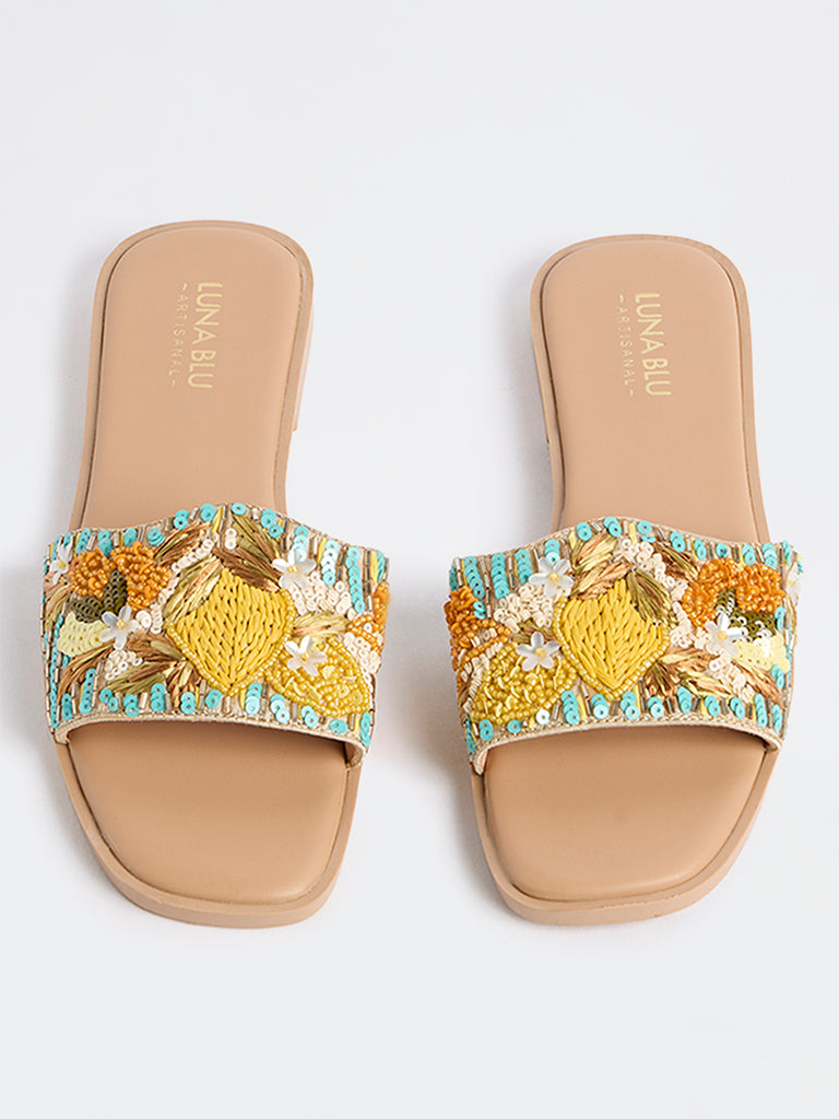 LUNA BLU Multi-Coloured Embellished Slides