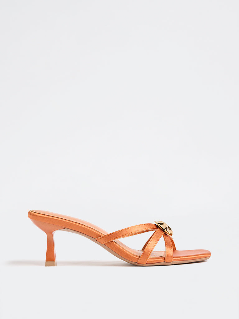 LUNA BLU Orange Metal-Detailed Heel Sandals