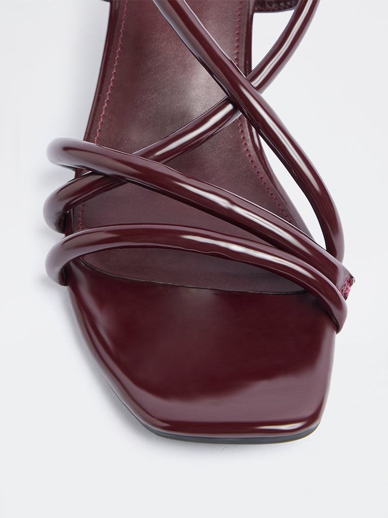 LUNA BLU Burgundy Multi-Strap Heel Sandals