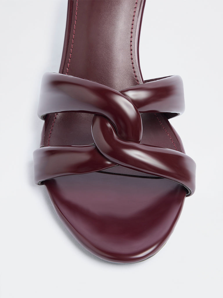 LUNA BLU Burgundy Mule Heel Sandals