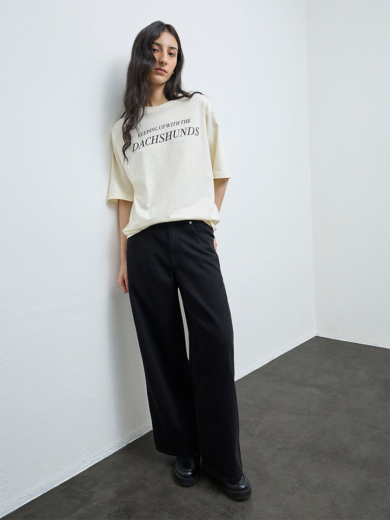 Nuon Cream Printed Cotton T-Shirt