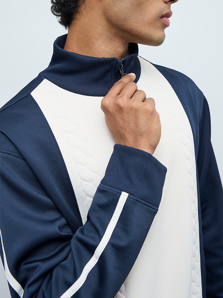 Nuoflexx Navy Colour-Blocked Relaxed-Fit Sweatshirt