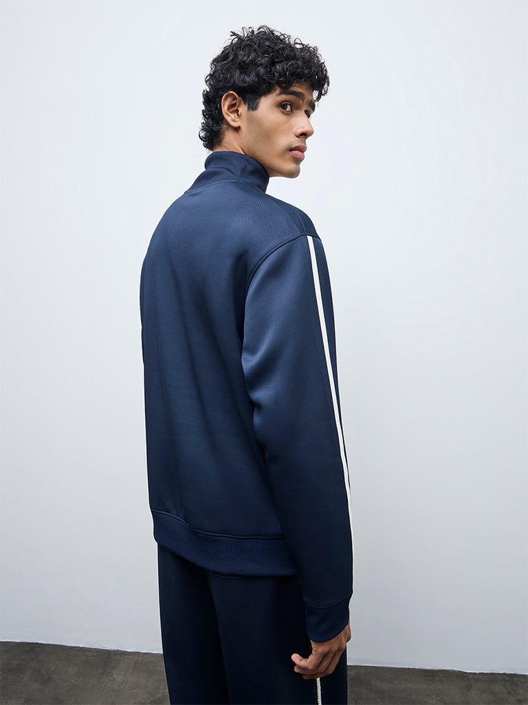 Nuoflexx Navy Colour-Blocked Relaxed-Fit Sweatshirt