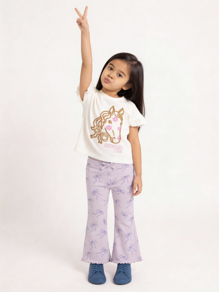 HOP Kids Girls Off-White Embroidered Cotton Top