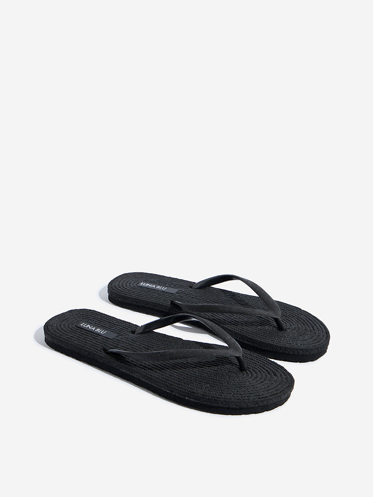 LUNA BLU Black Textured Flip-Flops