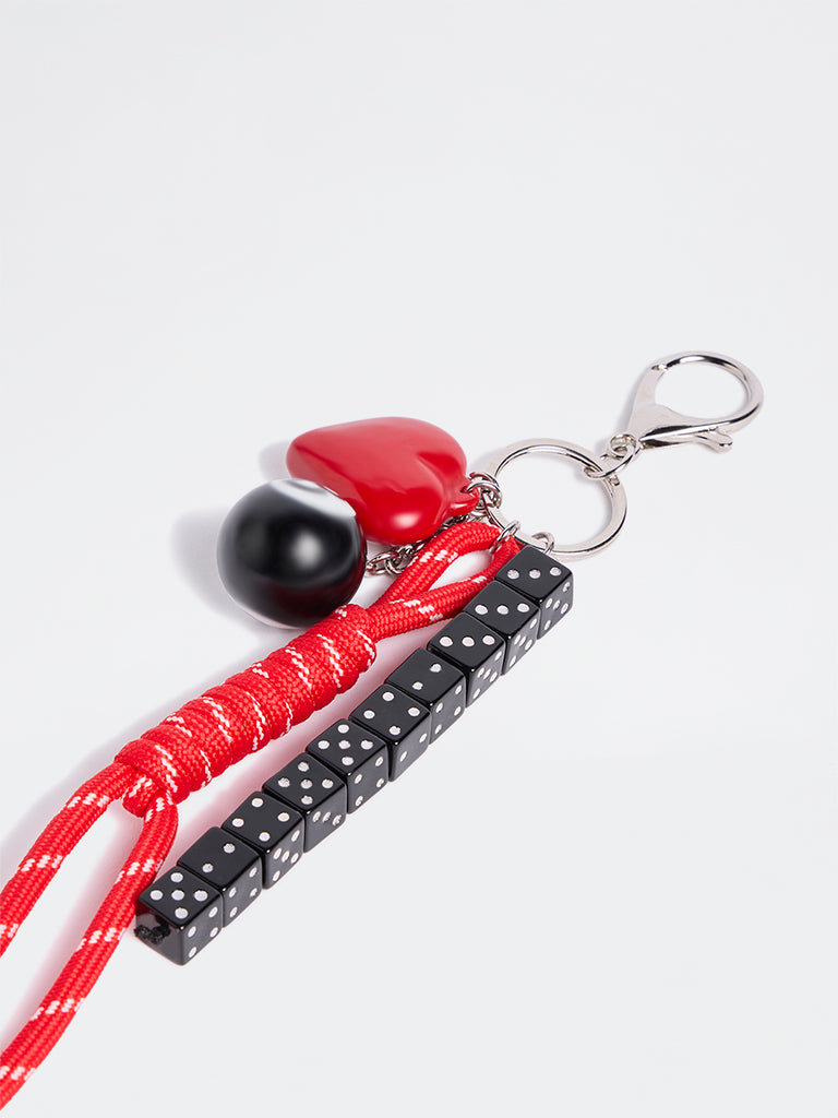 Westside Accessories Red Dice Heart Bag Charm