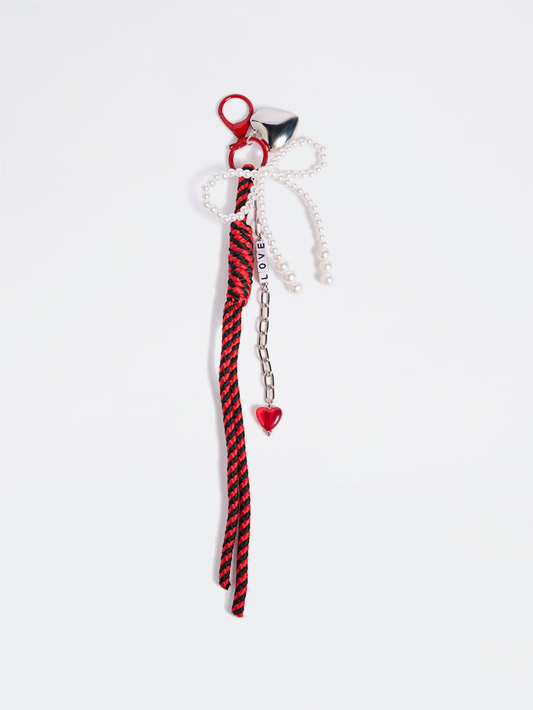 Westside Accessories Silver Heart and Bow Bag Charm