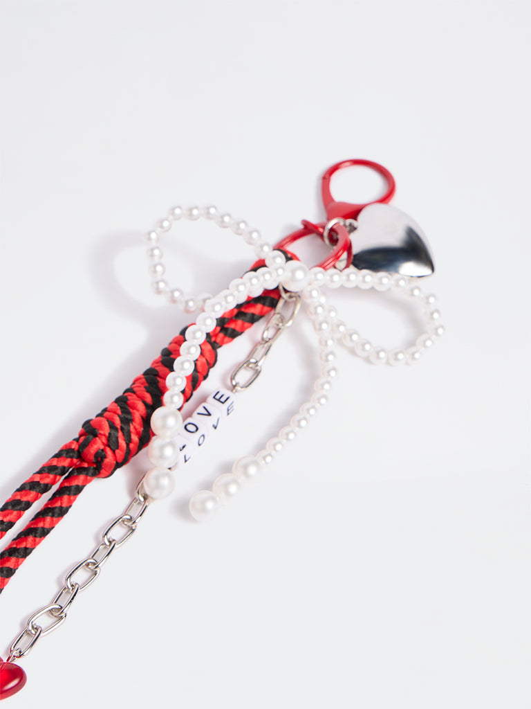 Westside Accessories Silver Heart and Bow Bag Charm