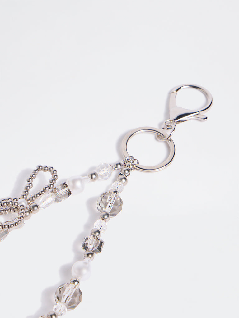 Westside Accessories Silver Beads and Bow Bag Charm