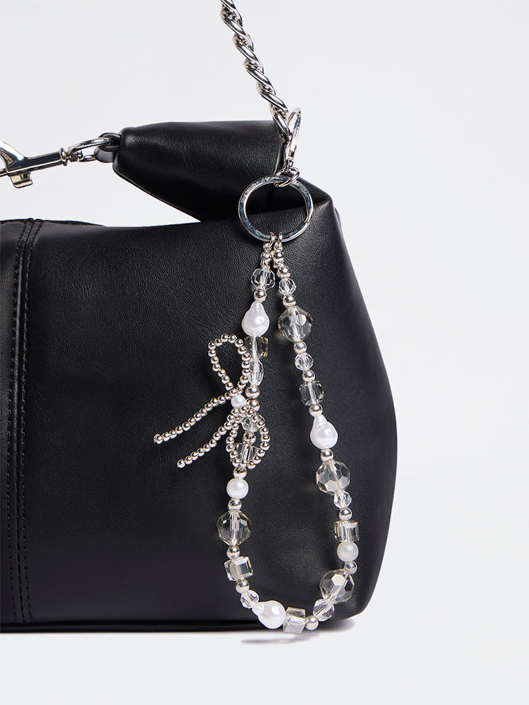 Westside Accessories Silver Beads and Bow Bag Charm