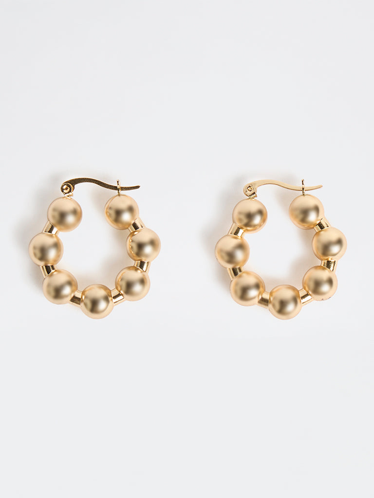 Westside Accessories Gold Beaded Hoop Earrings