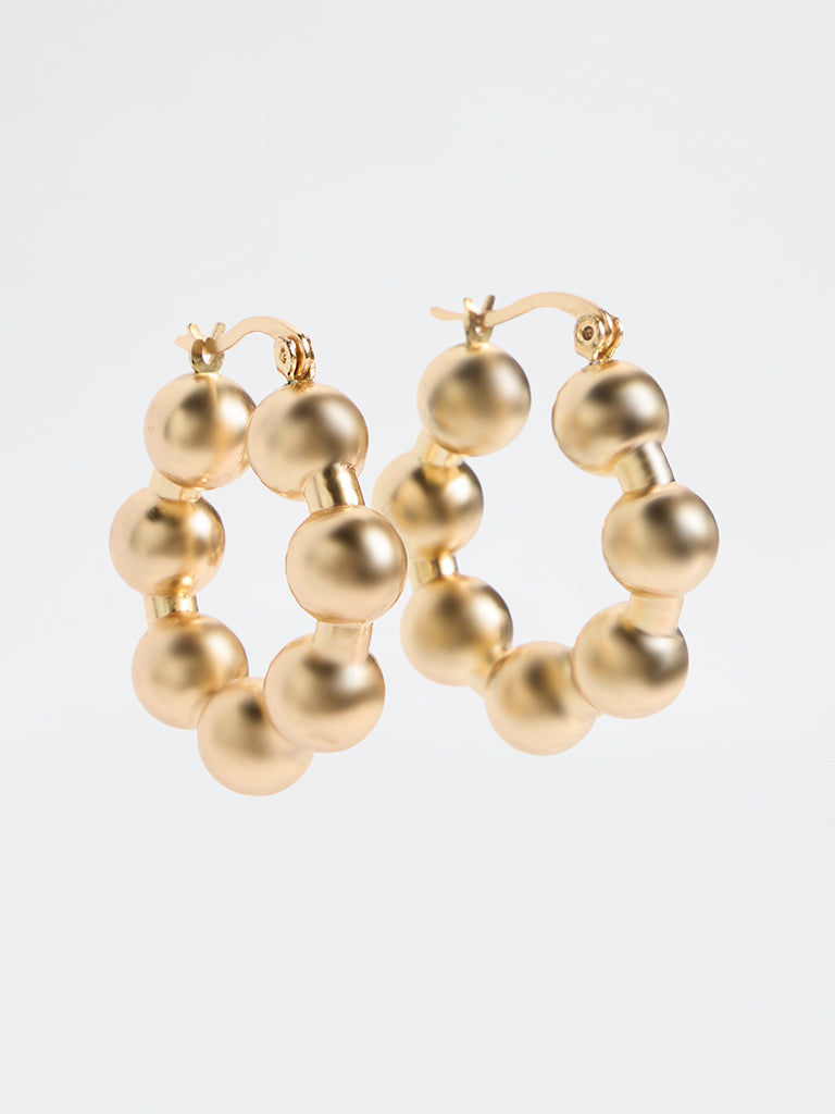 Westside Accessories Gold Beaded Hoop Earrings