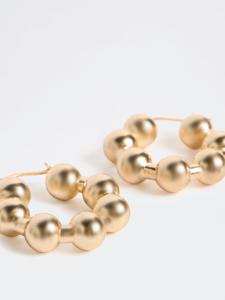 Westside Accessories Gold Beaded Hoop Earrings