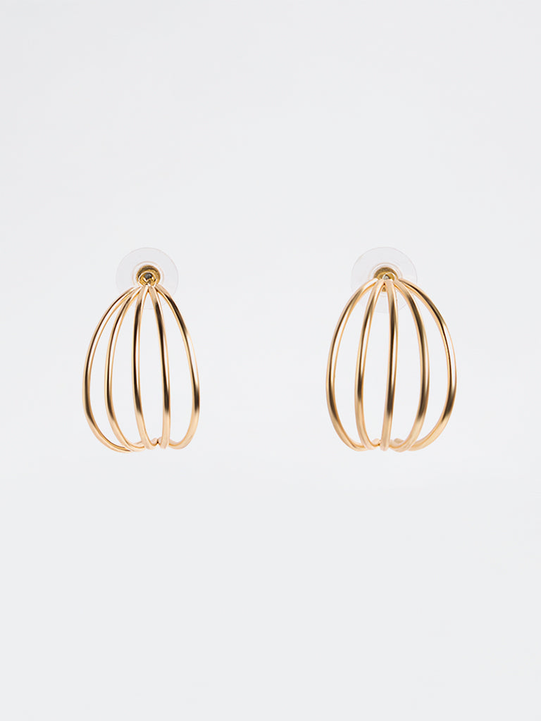 Westside Accessories Gold Multi-Line Hoop Earrings