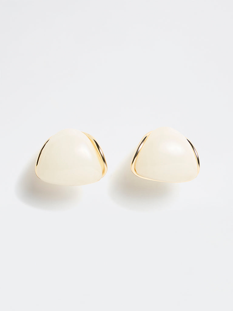 Westside Accessories Off-White Resin Hoop Earrings