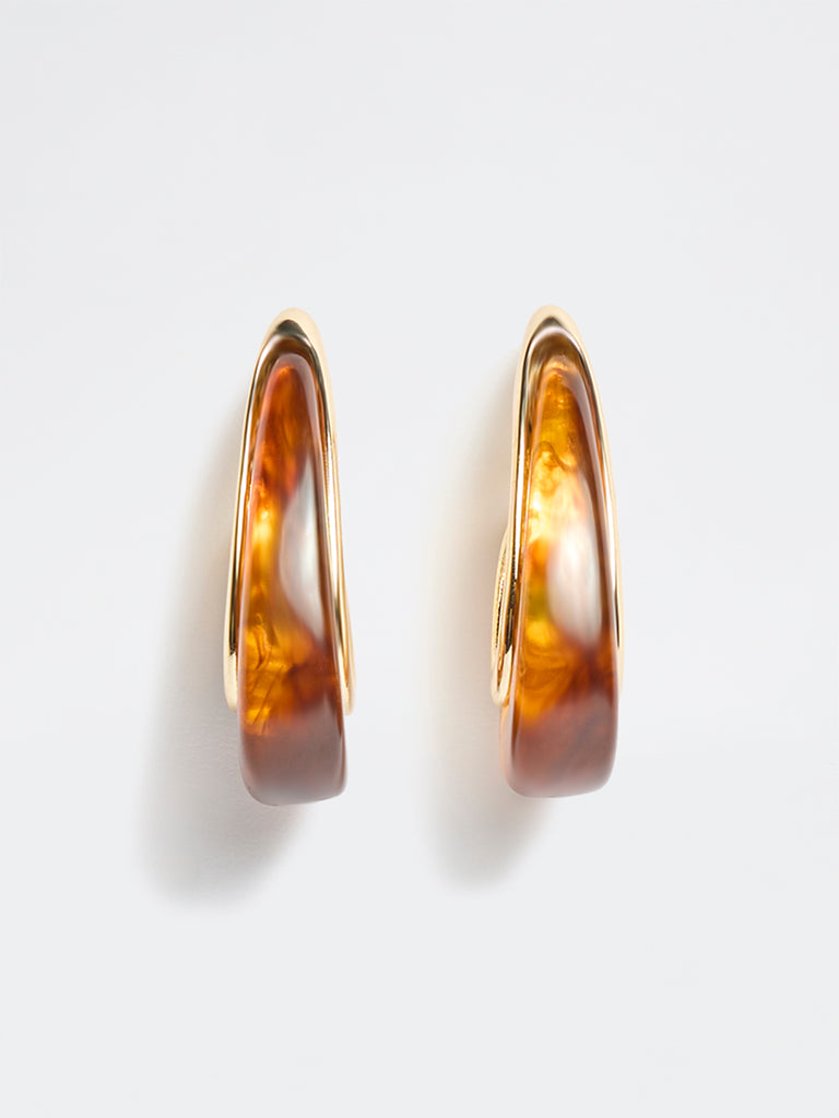 Westside Accessories Brown Statement Resin Hoop Earrings