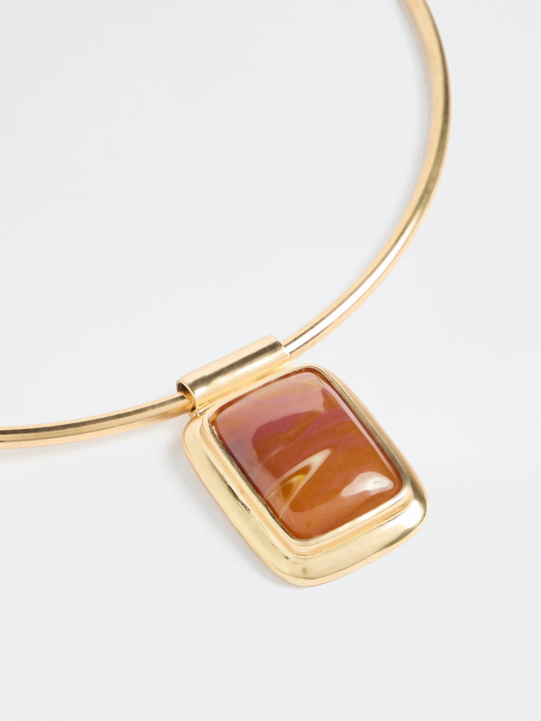 Westside Accessories Brown Resin Pendant Collar Necklace
