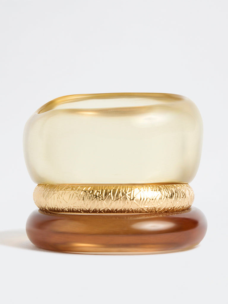 Westside Accessories Gold Resin and Metal Bangles - Pack of 3