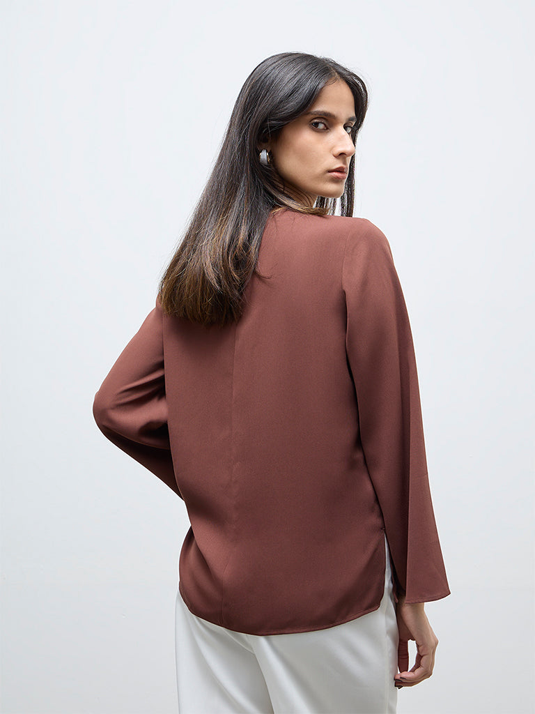 Wardrobe Brown Chain-Detail Blouse