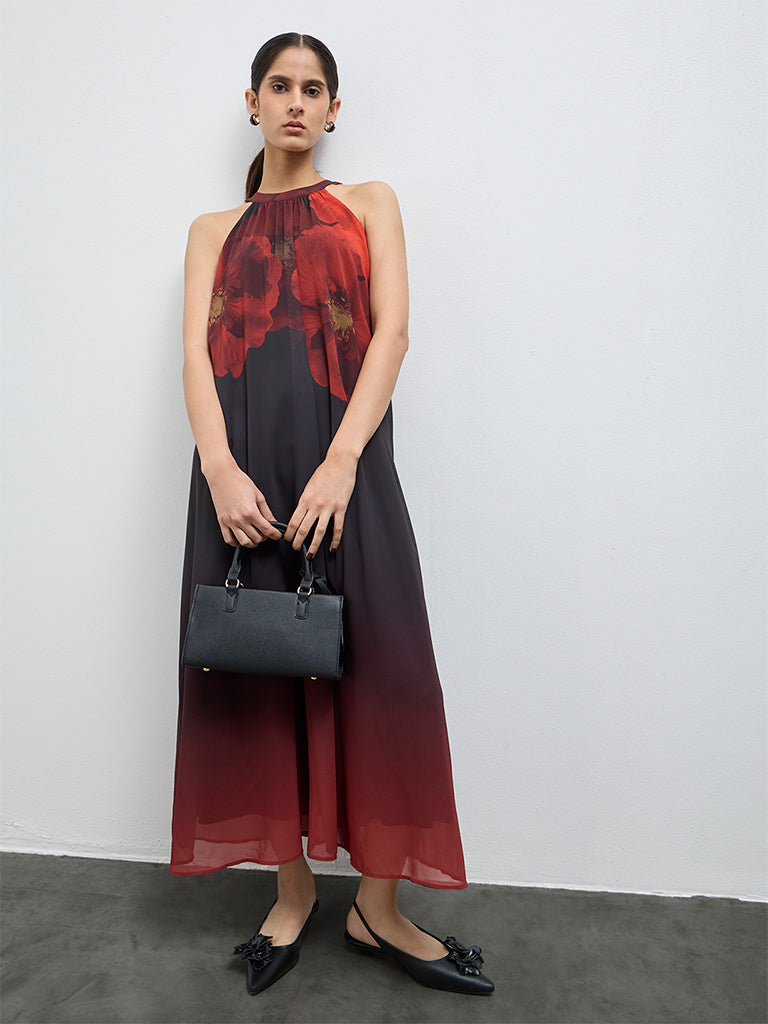 Wardrobe Black Floral Pattern A-Line Dress