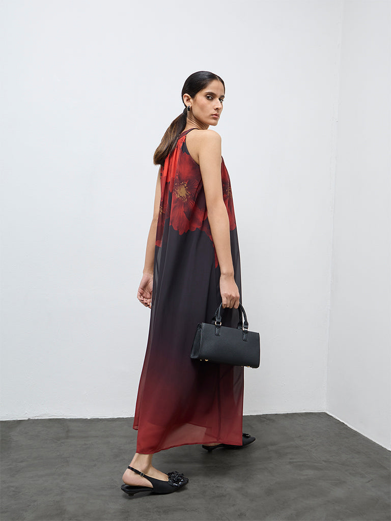 Wardrobe Black Floral Pattern A-Line Dress