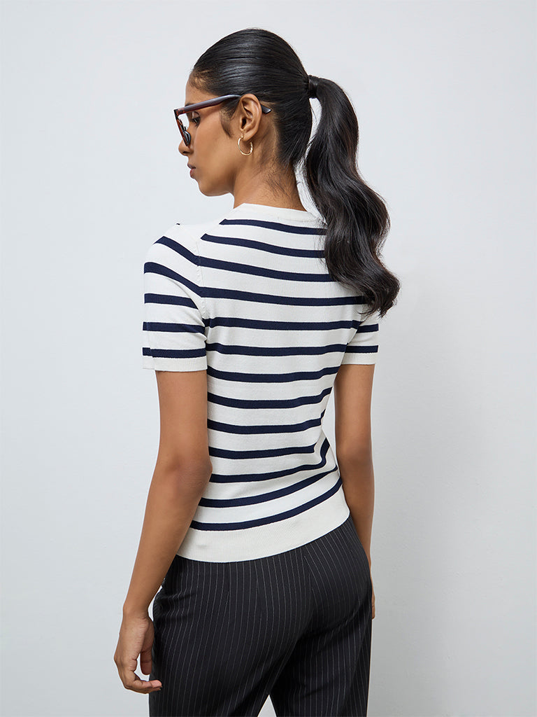 Wardrobe White Striped T-Shirt