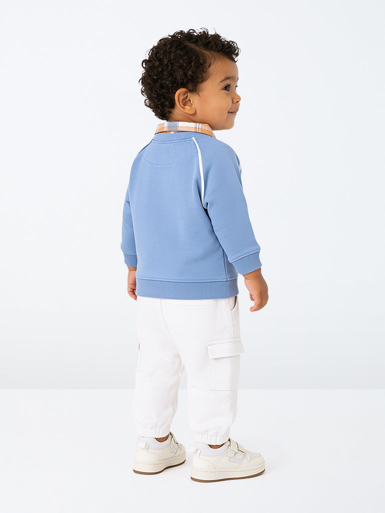HOP Baby Boys White Mid-Rise Cotton-Blend Joggers
