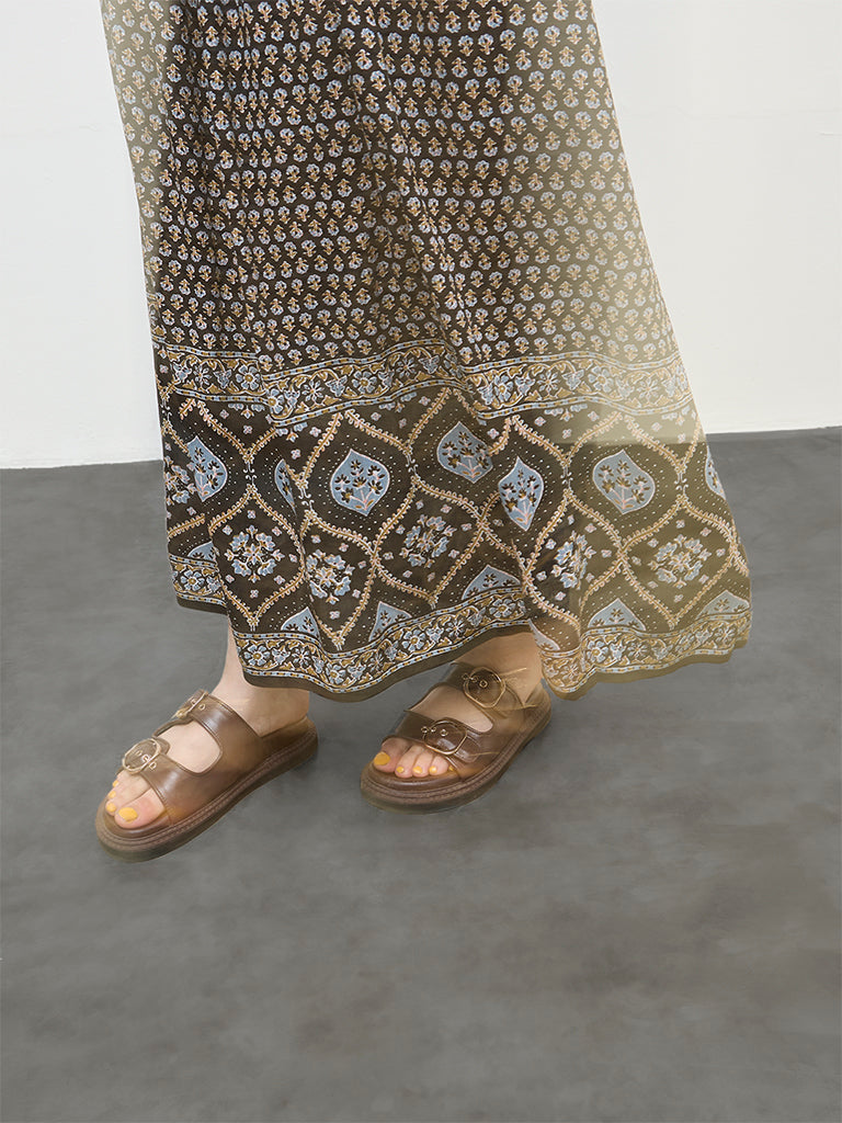 Bombay Paisley Black Printed High-Rise Cotton-Blend Skirt