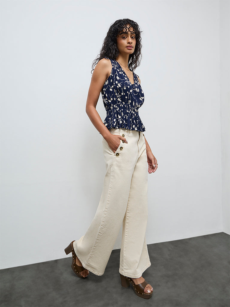 LOV Navy Floral Top