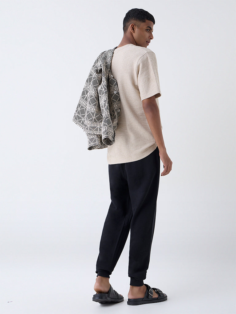 ETA Black Relaxed-Fit Mid-Rise Cotton-Blend Joggers