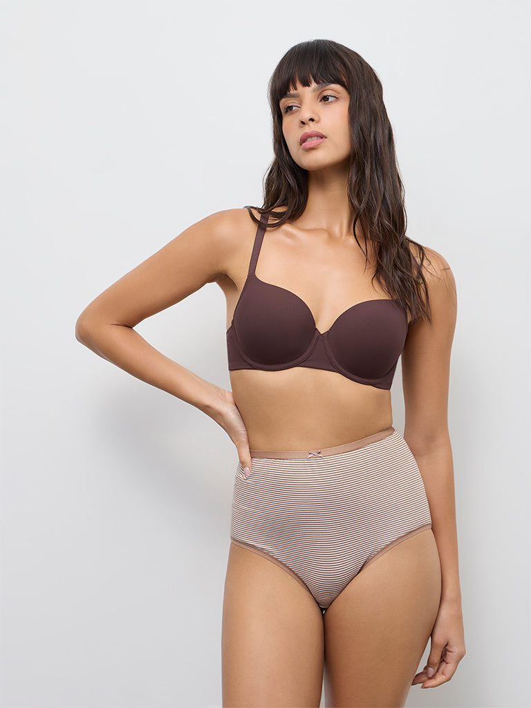 Wunderlove Dark Brown Ribbed Padded Bra